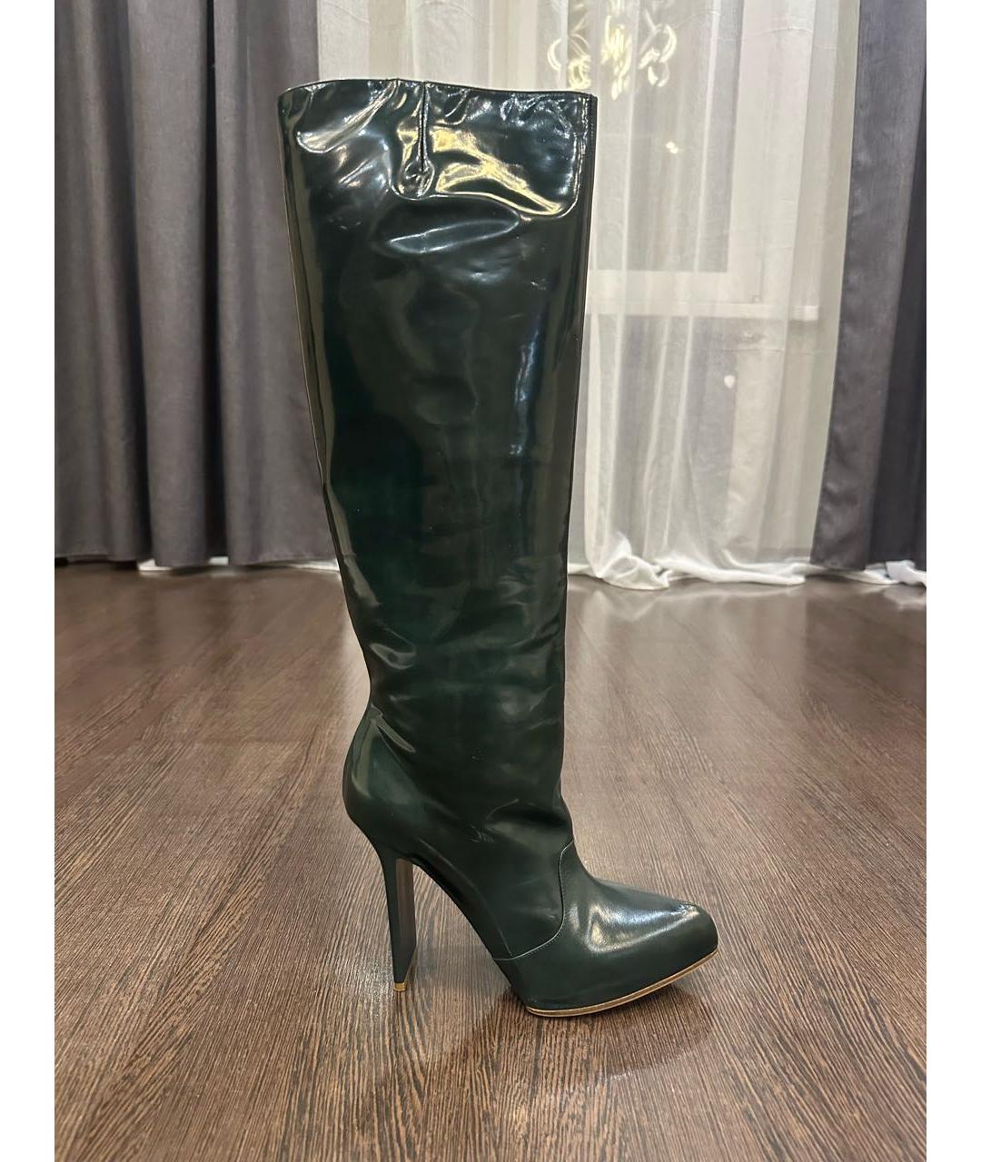 MAISON MARGIELA Зеленые кожаные сапоги, фото 7