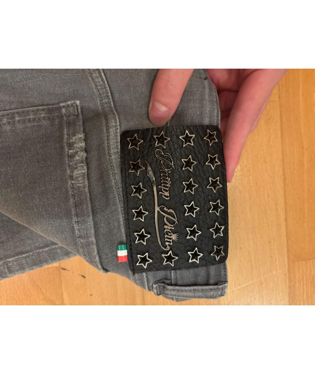PHILIPP PLEIN Серые хлопковые джинсы скинни, фото 5