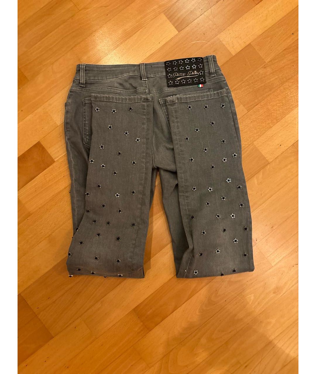 PHILIPP PLEIN Серые хлопковые джинсы скинни, фото 3