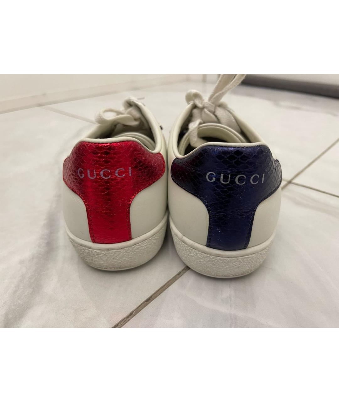 GUCCI Белые кожаные кеды, фото 4