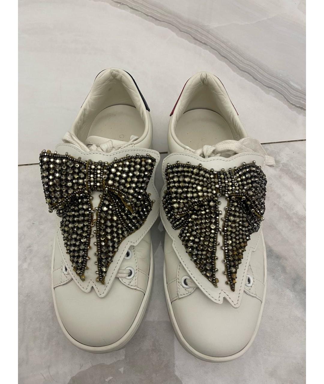 GUCCI Белые кожаные кеды, фото 2