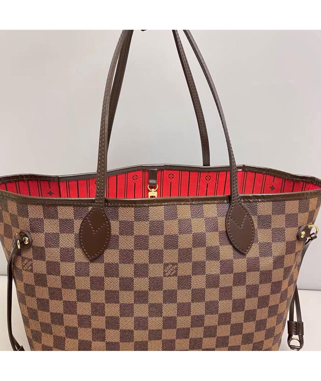 LOUIS VUITTON Коричневая кожаная сумка тоут, фото 7