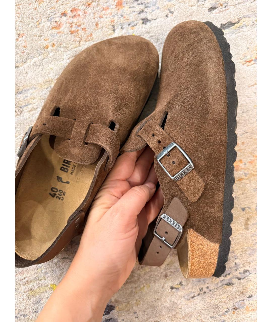 BIRKENSTOCK Коричневые замшевые сабо, фото 4