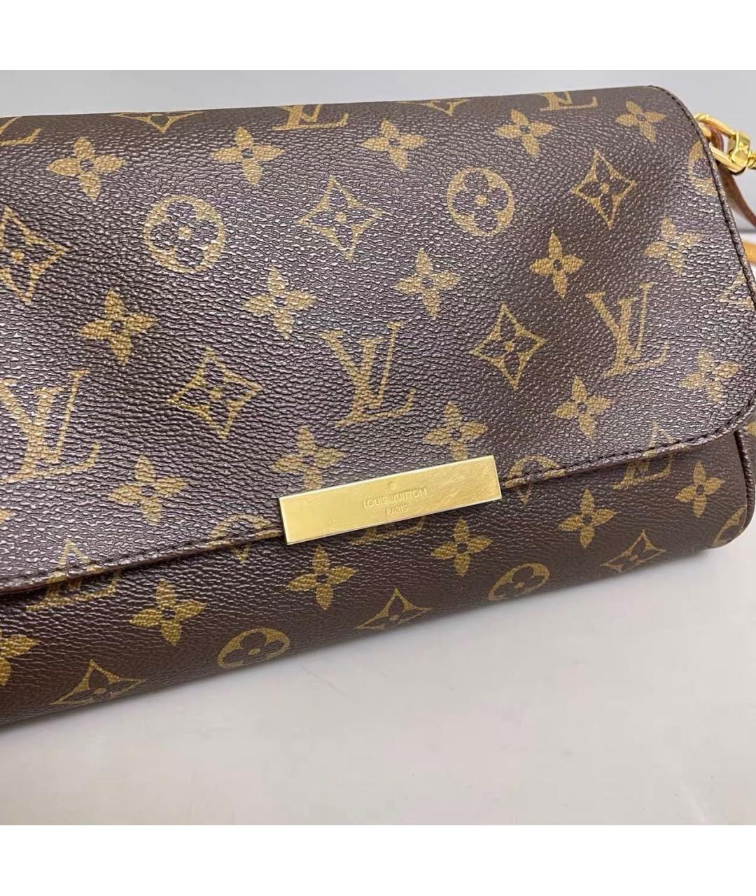 LOUIS VUITTON Коричневая кожаная сумка через плечо, фото 5