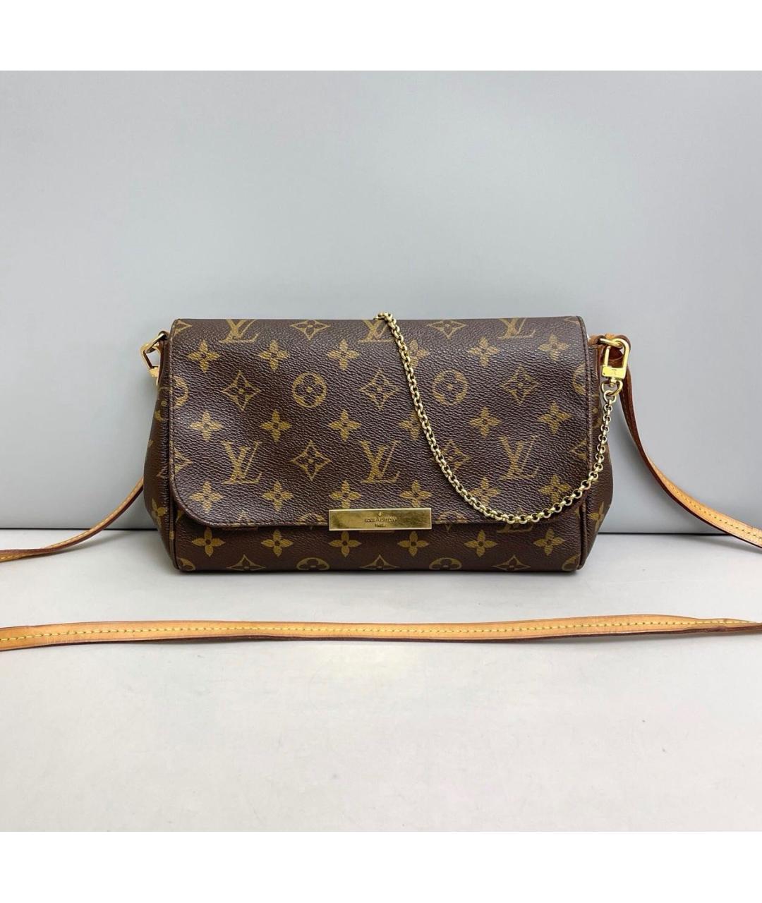 LOUIS VUITTON Коричневая кожаная сумка через плечо, фото 9