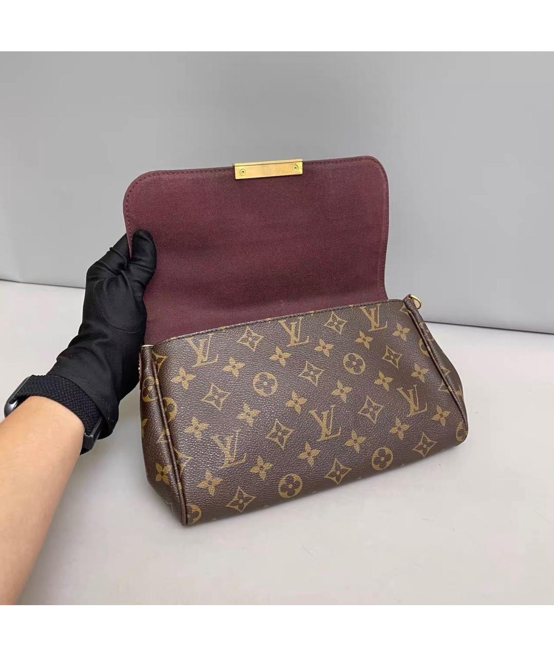 LOUIS VUITTON Коричневая кожаная сумка через плечо, фото 6