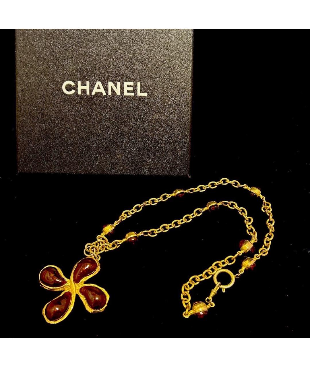 CHANEL Красное металлическое колье, фото 2