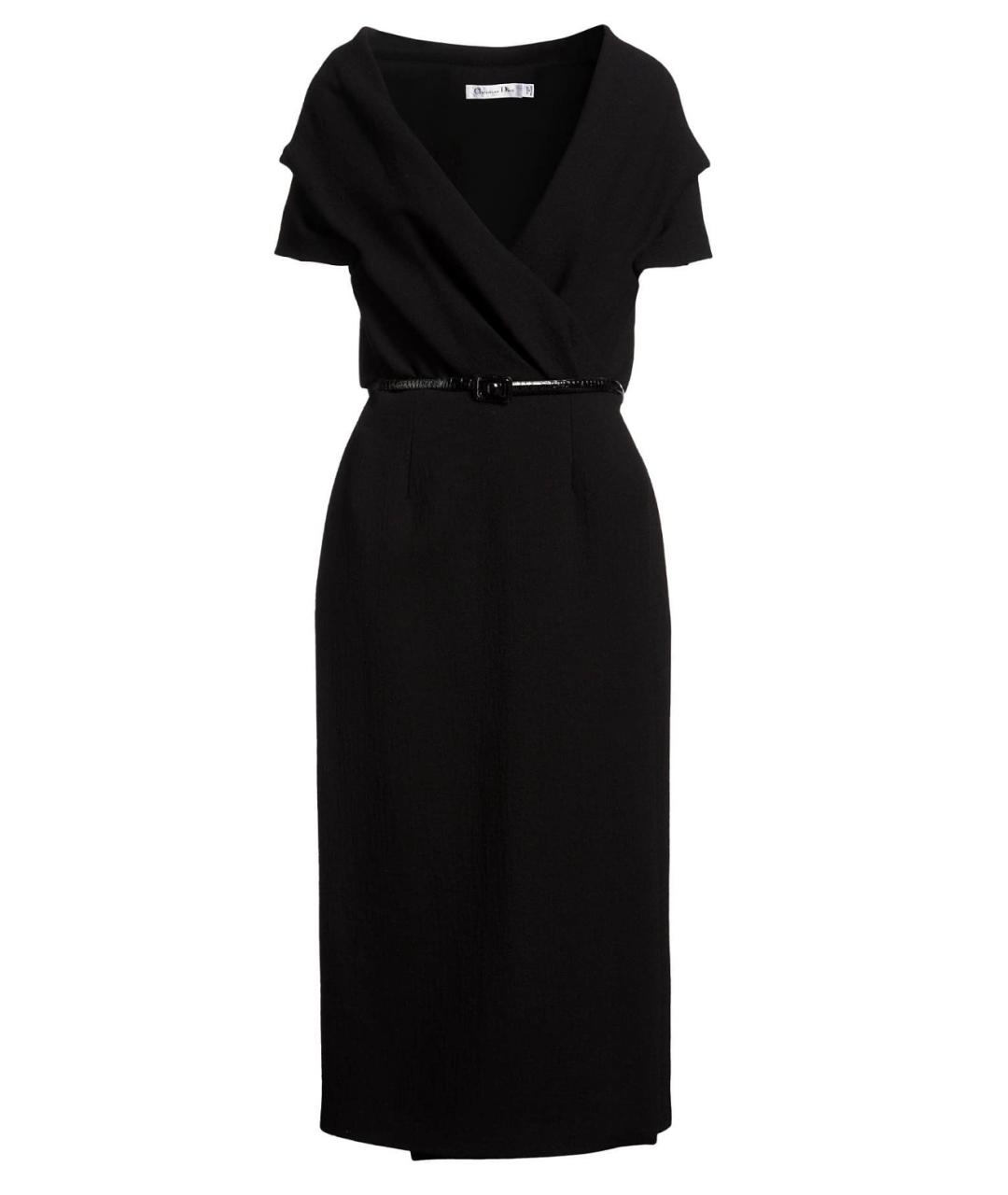 CHRISTIAN DIOR Черное шерстяное коктейльное платье, фото 1
