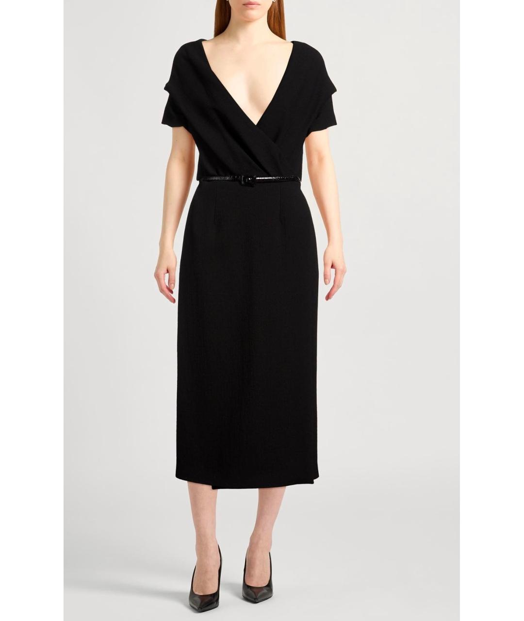 CHRISTIAN DIOR Черное шерстяное коктейльное платье, фото 2