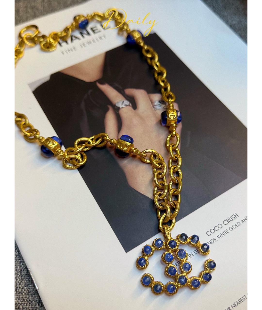 CHANEL Синее стеклянное колье, фото 9