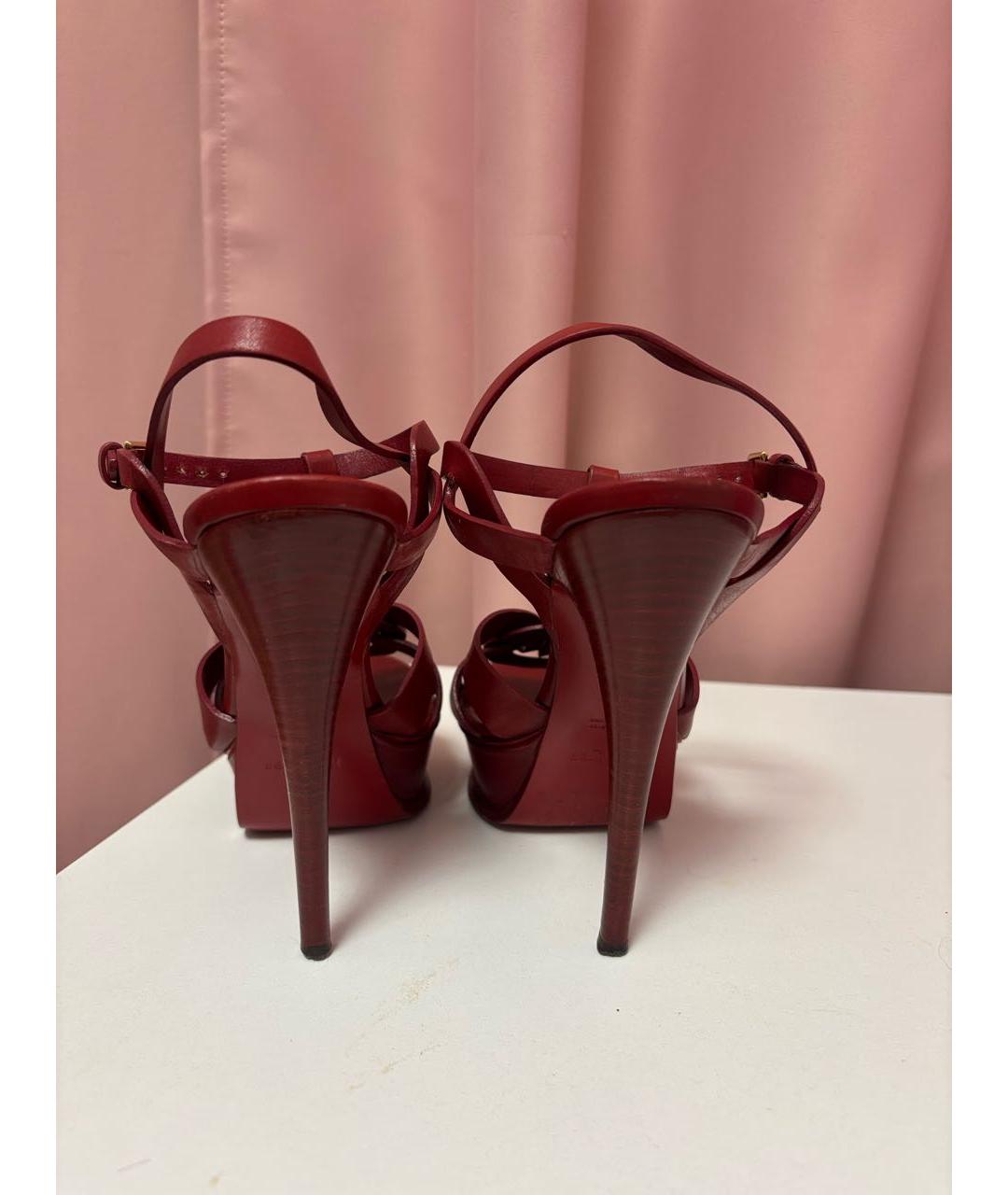 SAINT LAURENT Бордовые кожаные туфли, фото 4