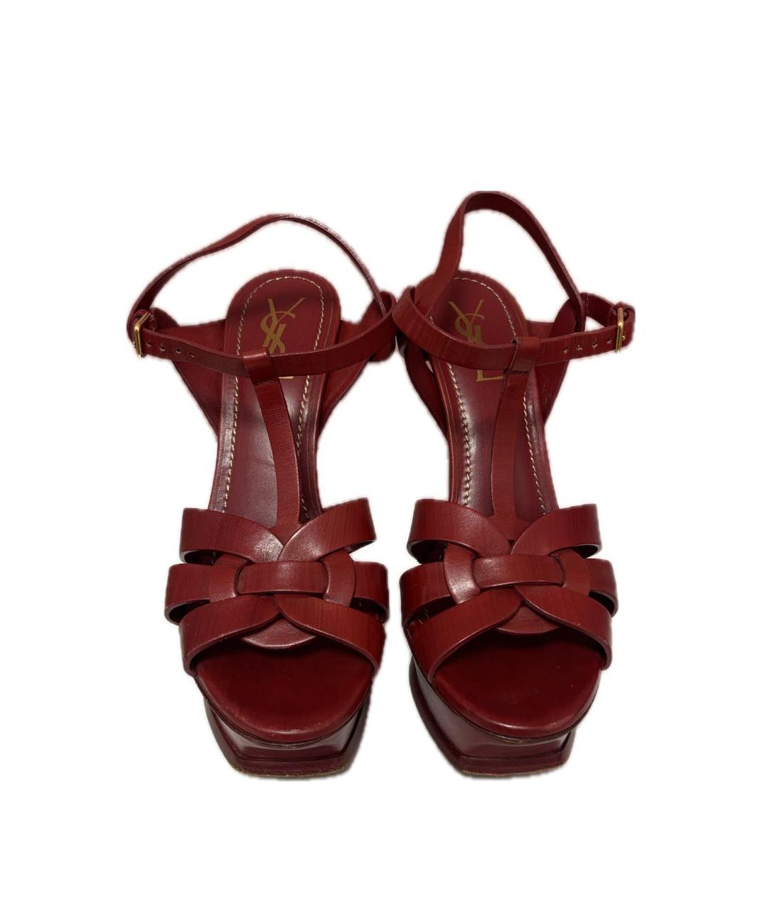 SAINT LAURENT Бордовые кожаные туфли, фото 2