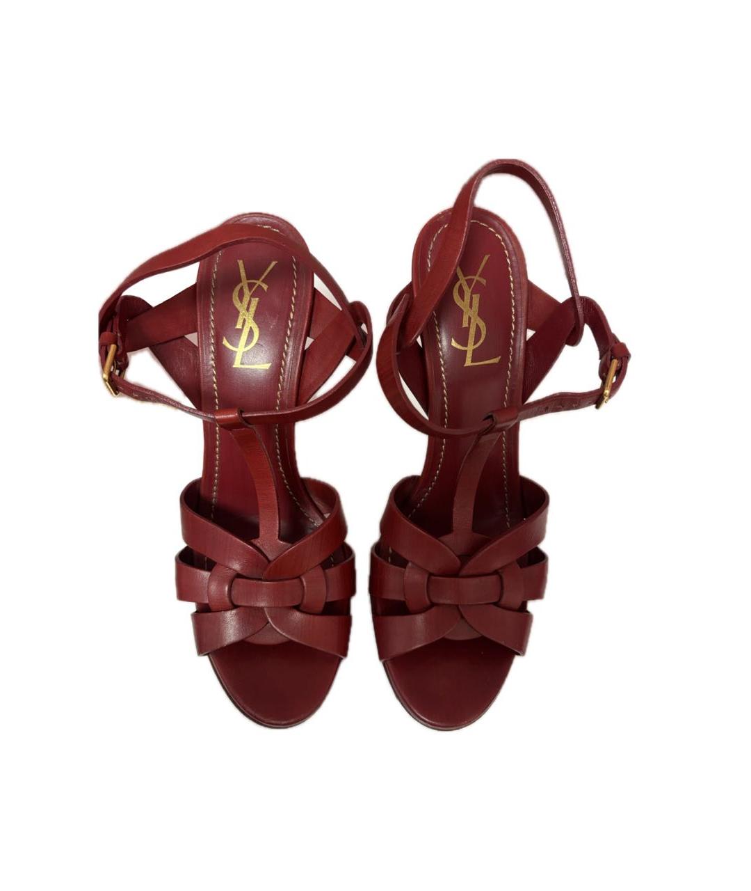 SAINT LAURENT Бордовые кожаные туфли, фото 3