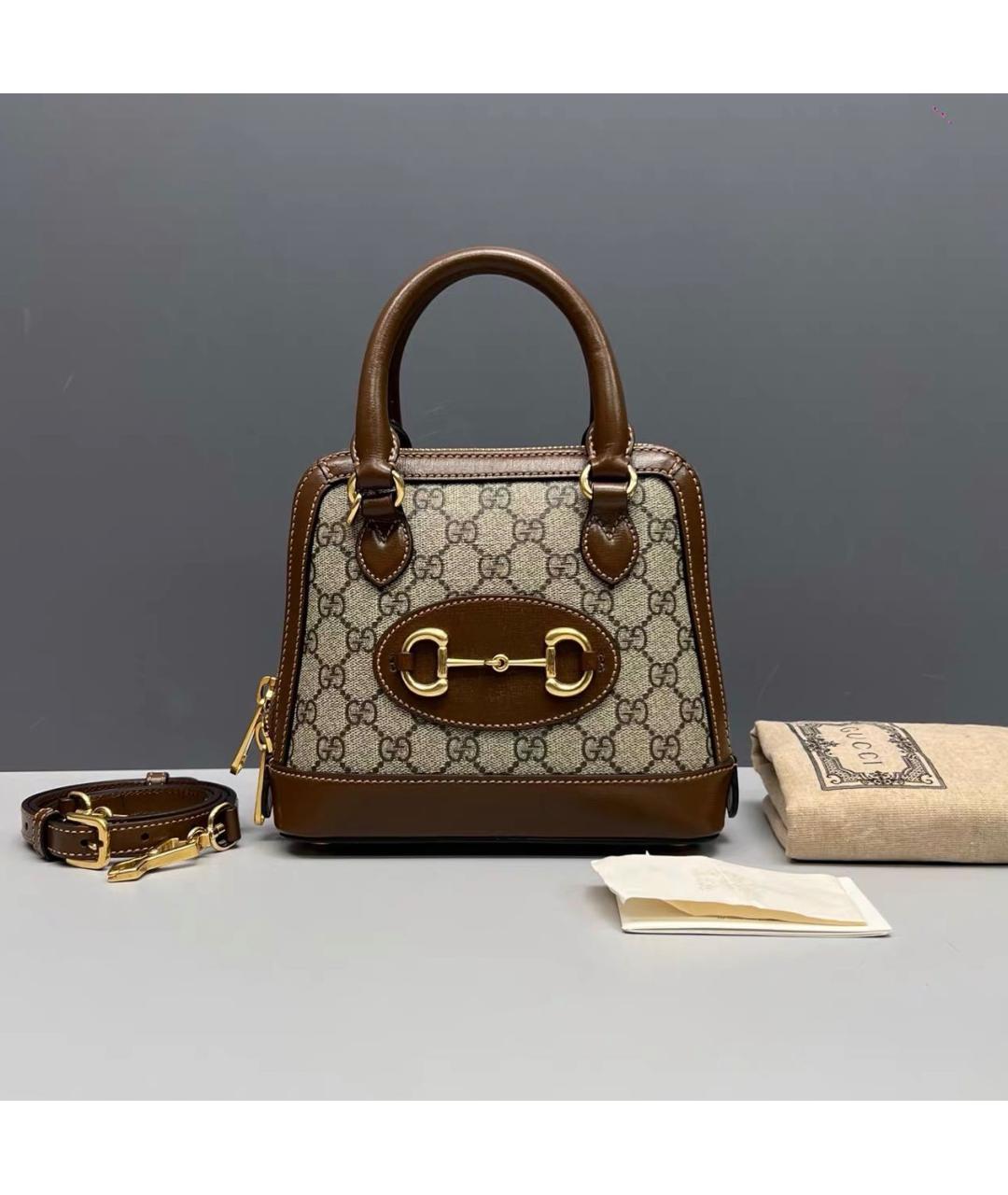 GUCCI Коричневая кожаная сумка через плечо, фото 9