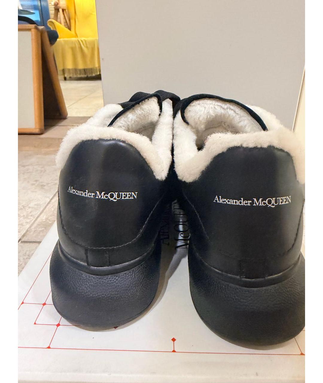 ALEXANDER MCQUEEN Черные кожаные кеды, фото 4