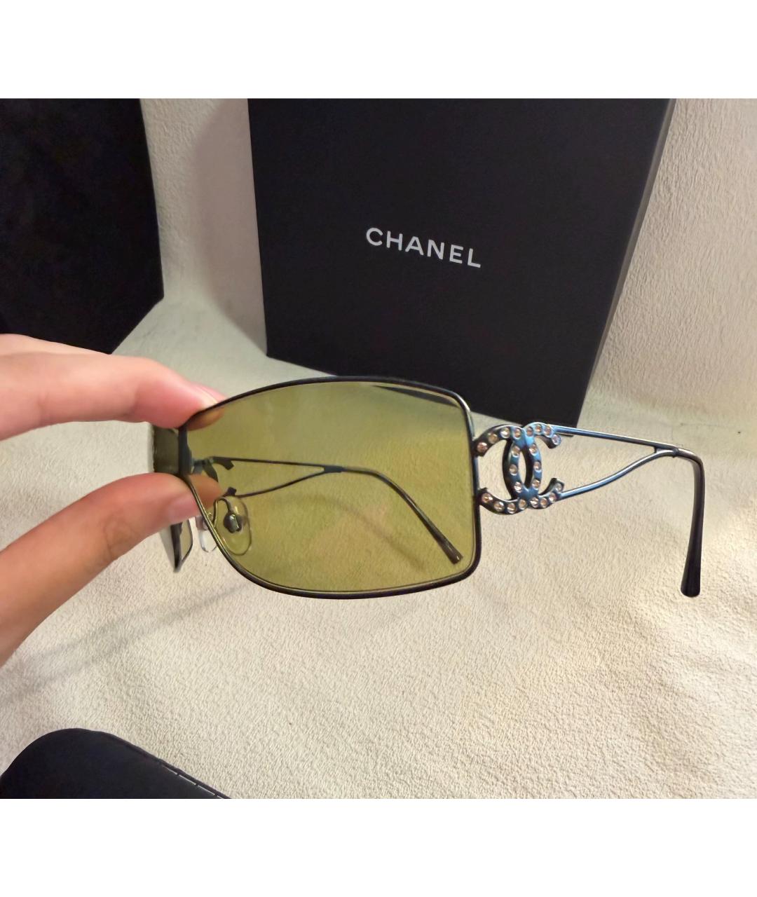 CHANEL Зеленые металлические солнцезащитные очки, фото 4