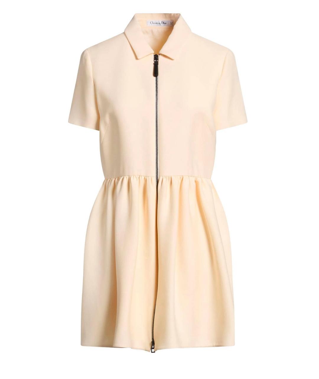 CHRISTIAN DIOR Бежевое шерстяное коктейльное платье, фото 1
