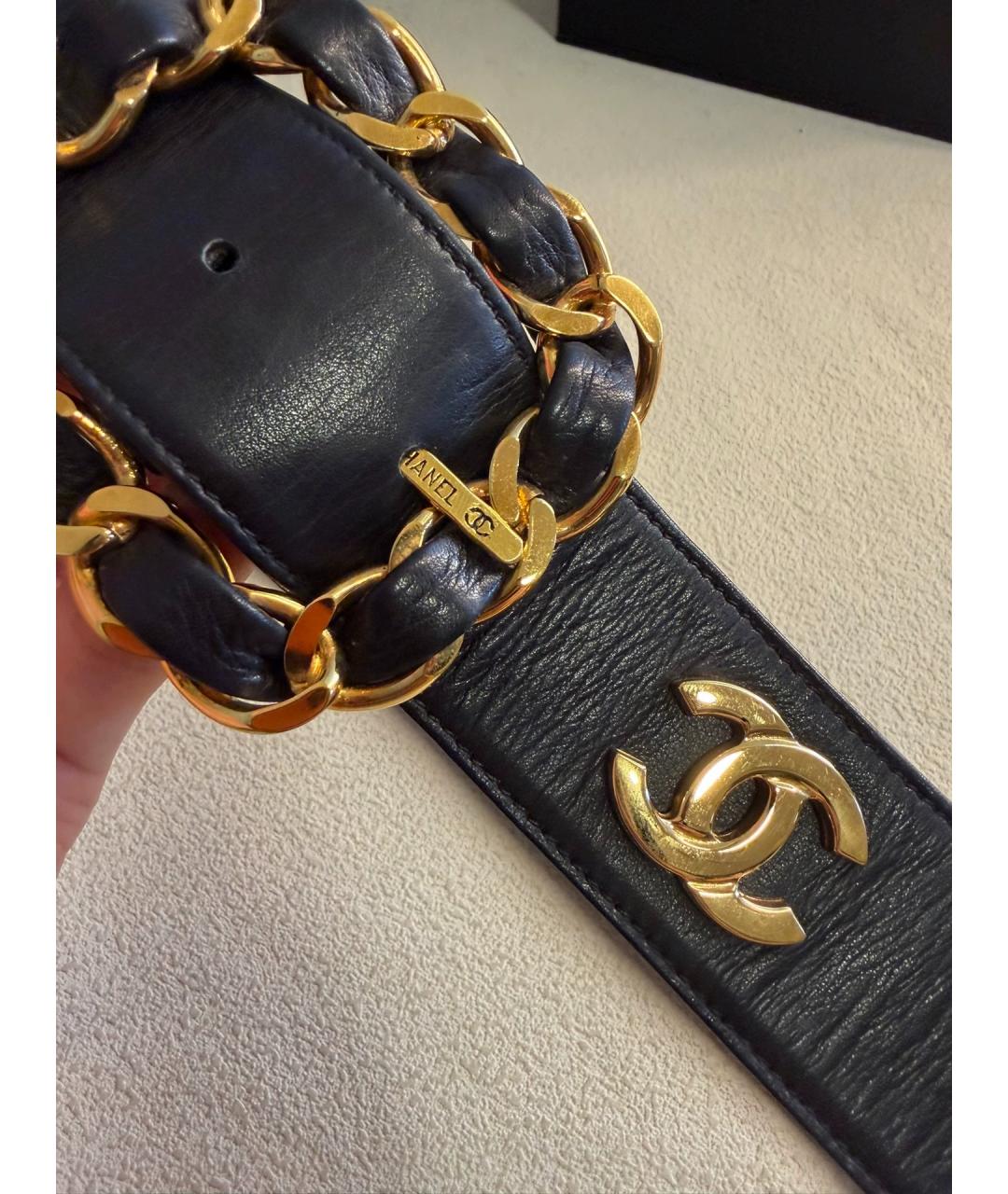 CHANEL Черный кожаный ремень, фото 6