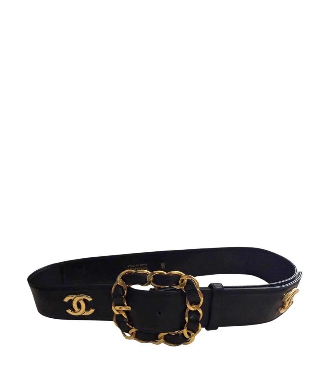 CHANEL Черный кожаный ремень, фото 1