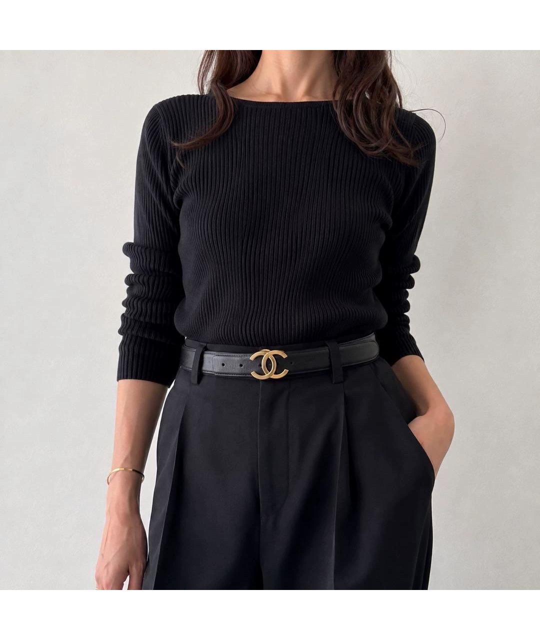 CHANEL Черный кожаный ремень, фото 7