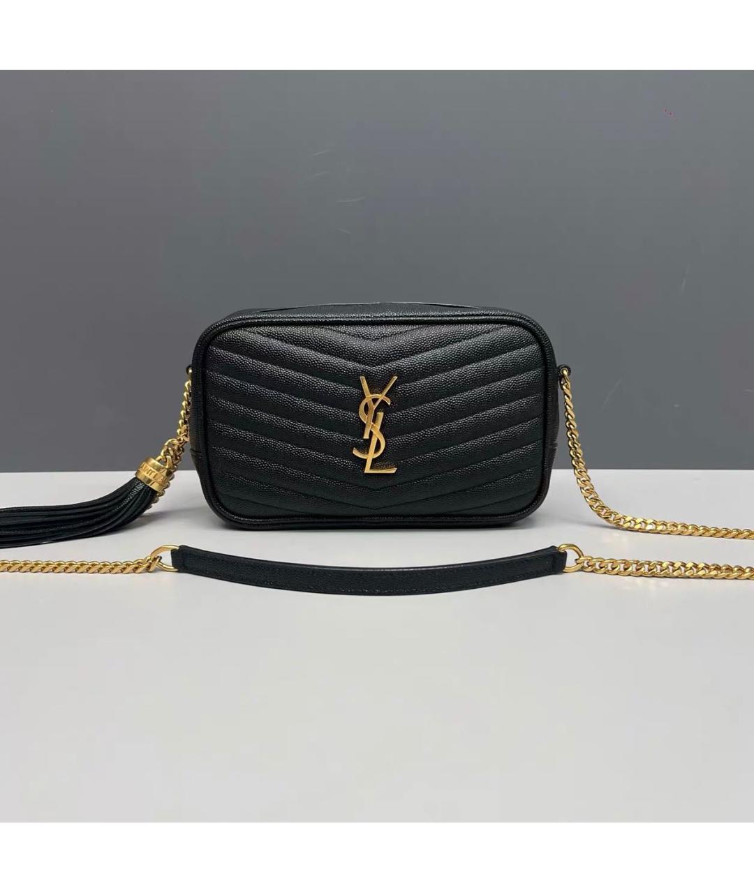 SAINT LAURENT Черная кожаная сумка через плечо, фото 9