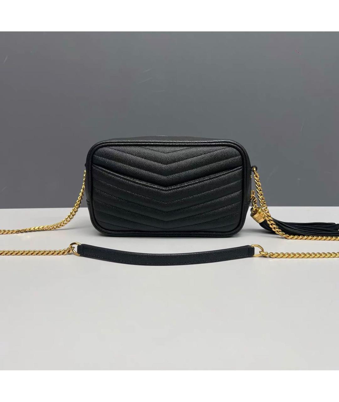 SAINT LAURENT Черная кожаная сумка через плечо, фото 2