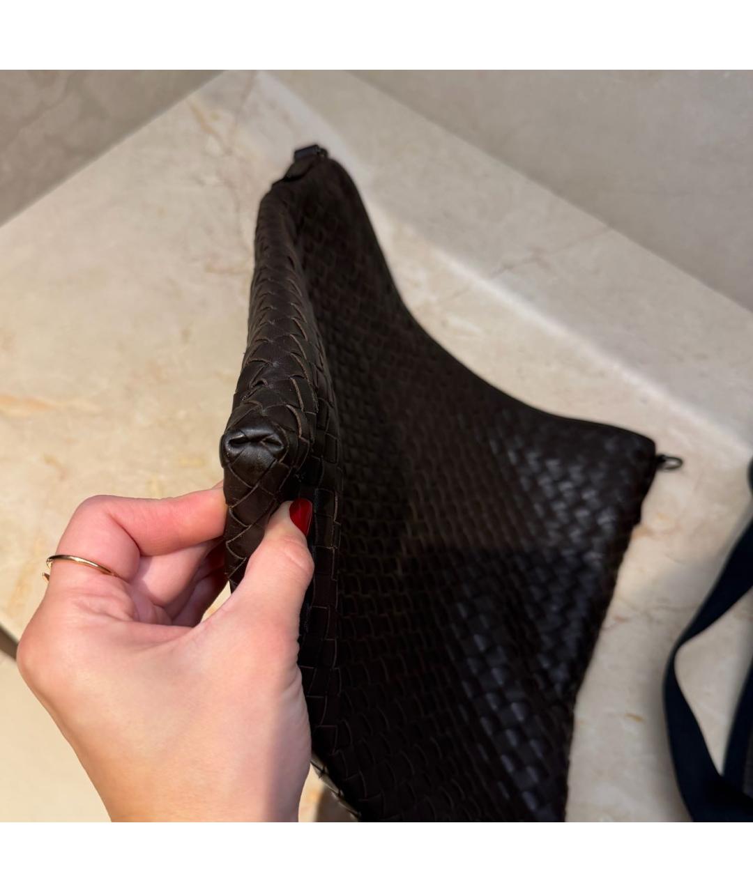 BOTTEGA VENETA Коричневая кожаная сумка на плечо, фото 5