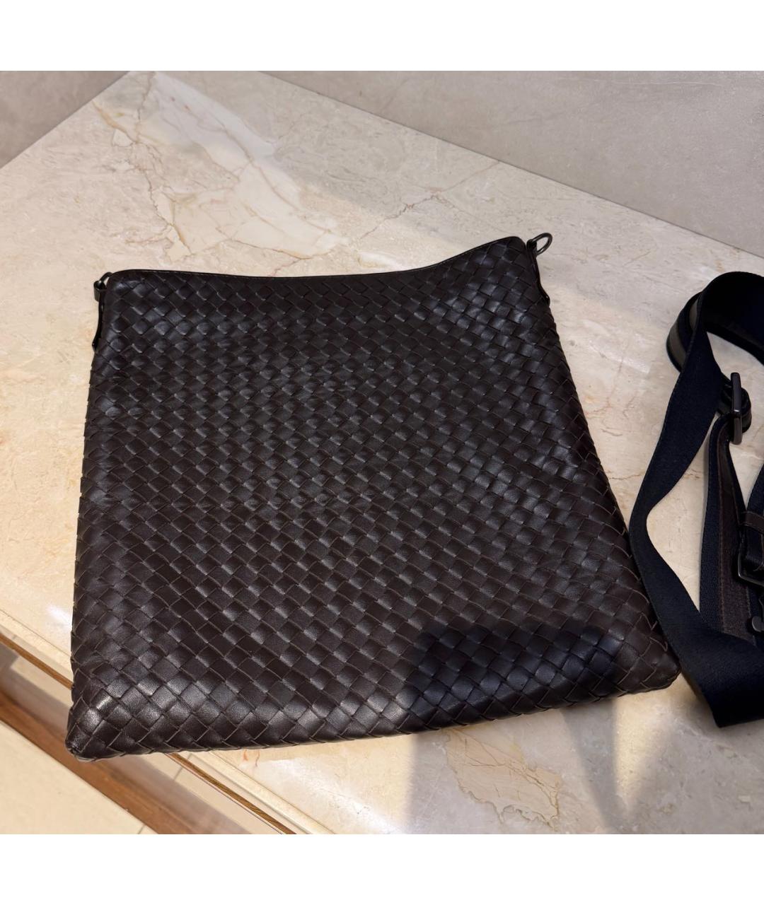 BOTTEGA VENETA Коричневая кожаная сумка на плечо, фото 2