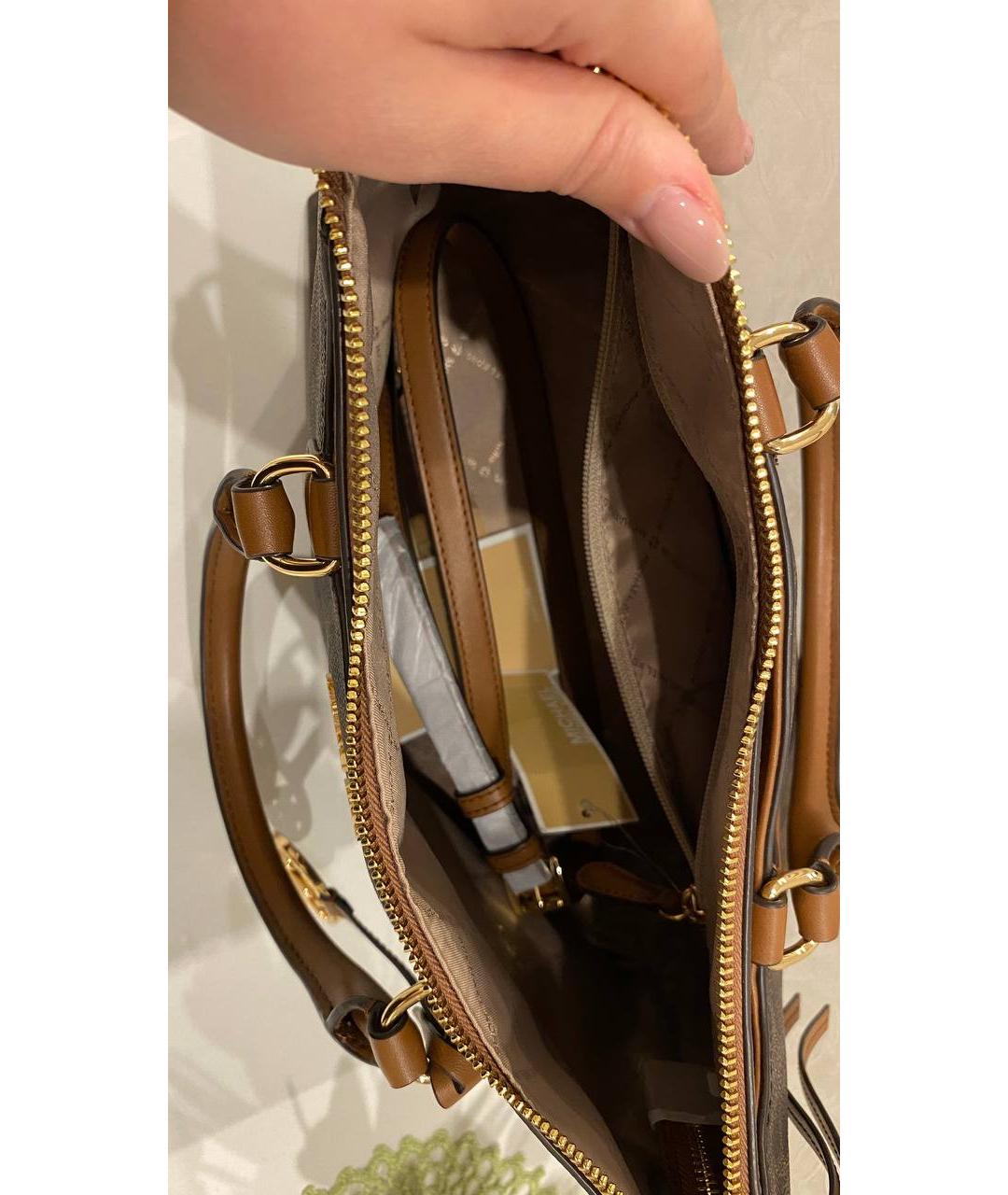 MICHAEL KORS Коричневая сумка с короткими ручками из канвы, фото 4