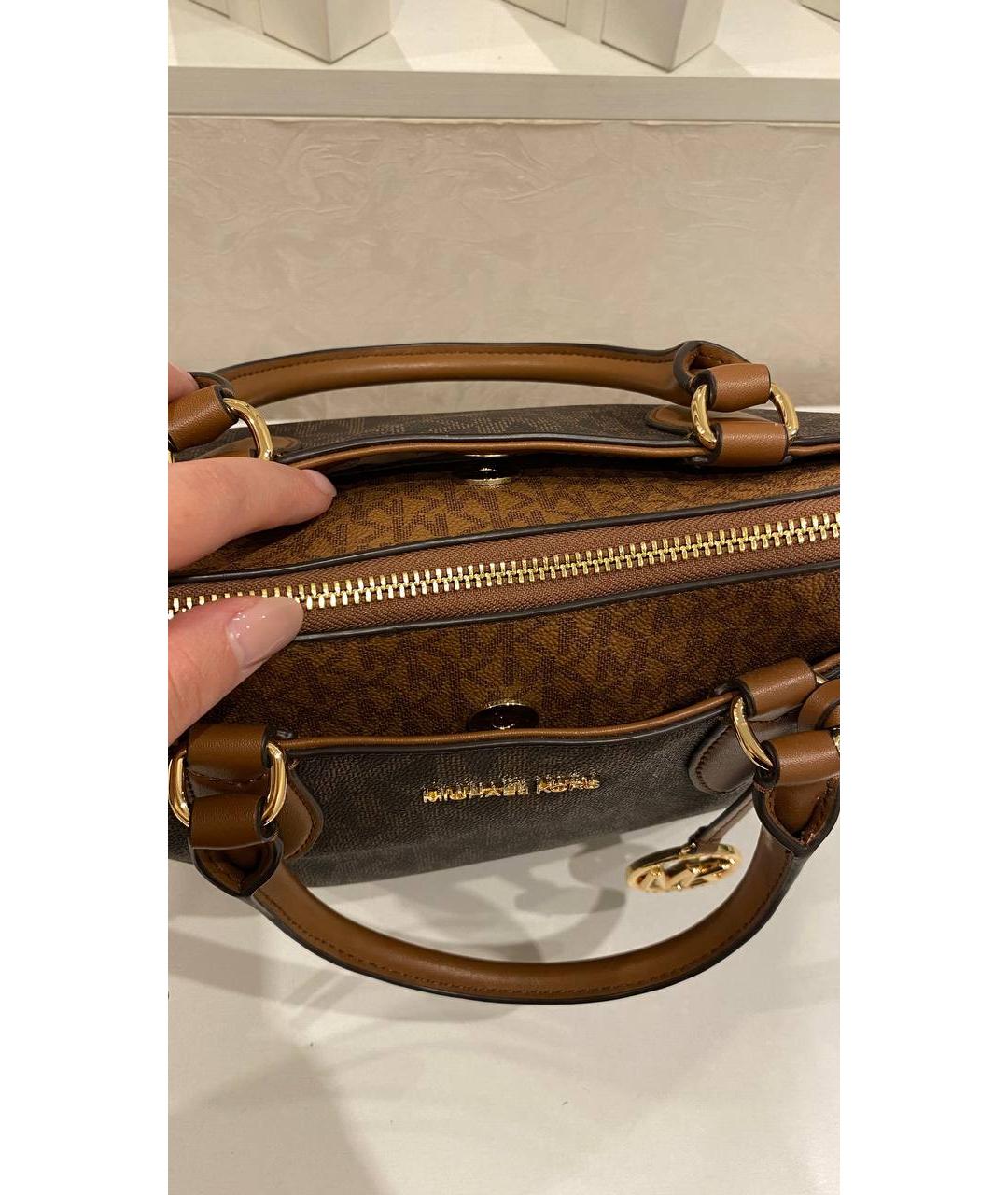 MICHAEL KORS Коричневая сумка с короткими ручками из канвы, фото 6