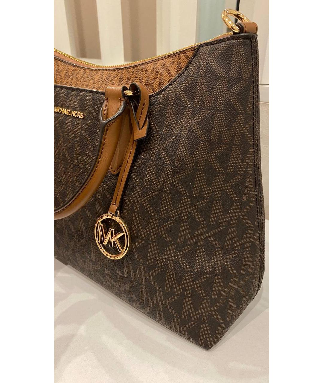 MICHAEL KORS Коричневая сумка с короткими ручками из канвы, фото 9