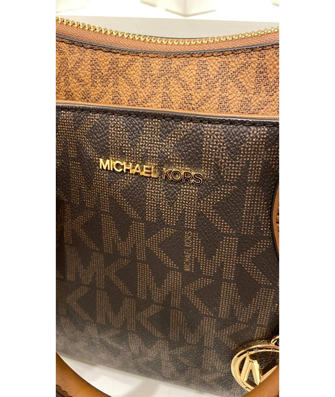 MICHAEL KORS Коричневая сумка с короткими ручками из канвы, фото 8