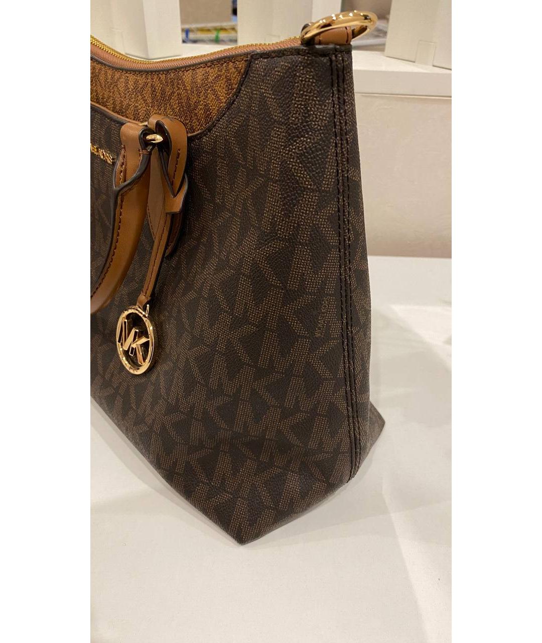 MICHAEL KORS Коричневая сумка с короткими ручками из канвы, фото 3