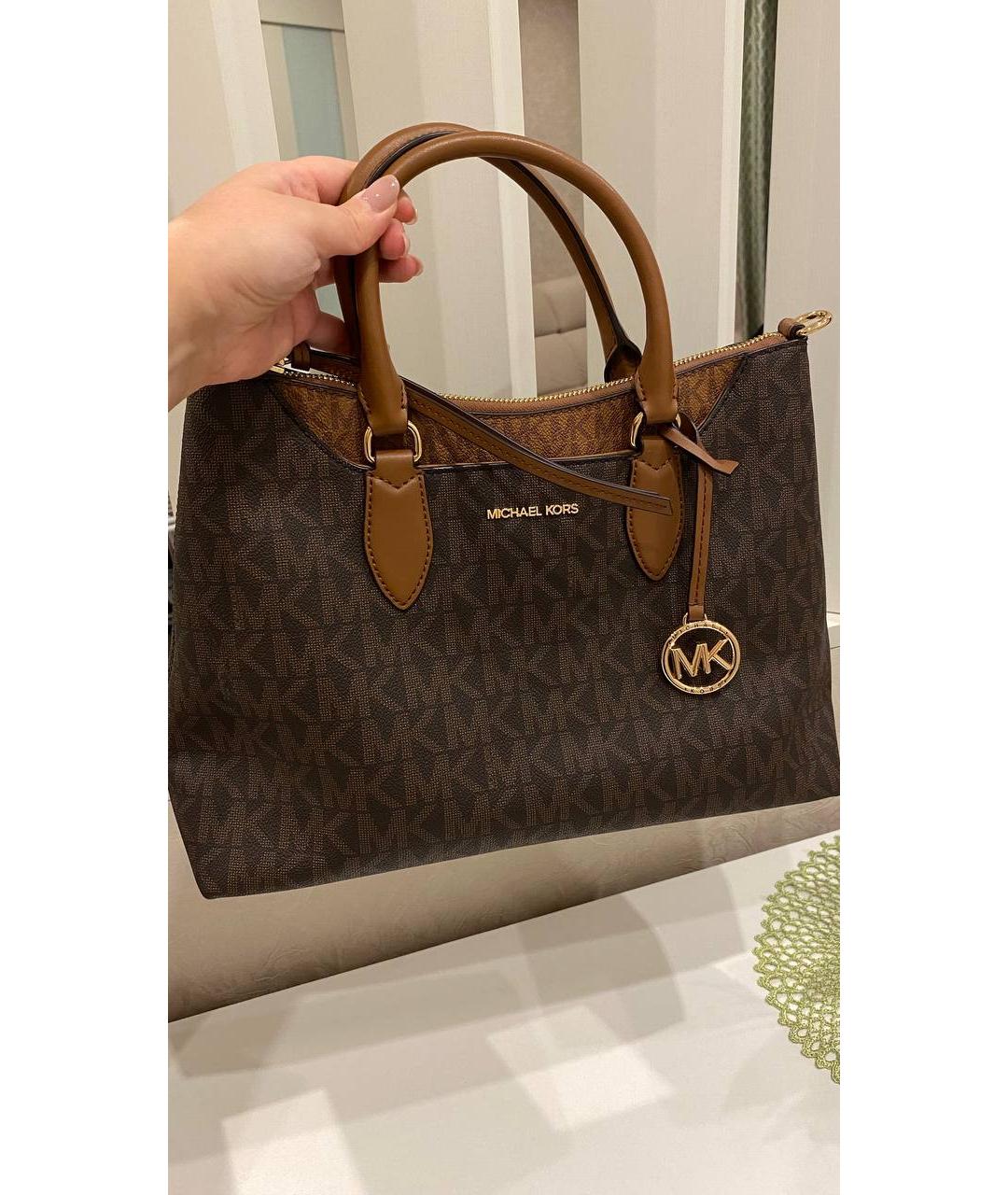 MICHAEL KORS Коричневая сумка с короткими ручками из канвы, фото 2