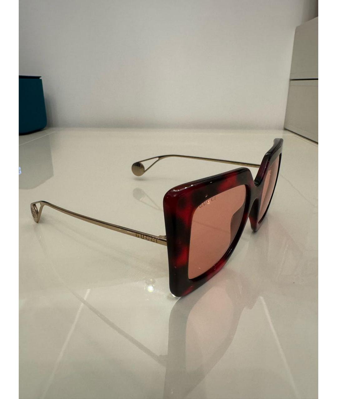 GUCCI Бордовые пластиковые солнцезащитные очки, фото 2