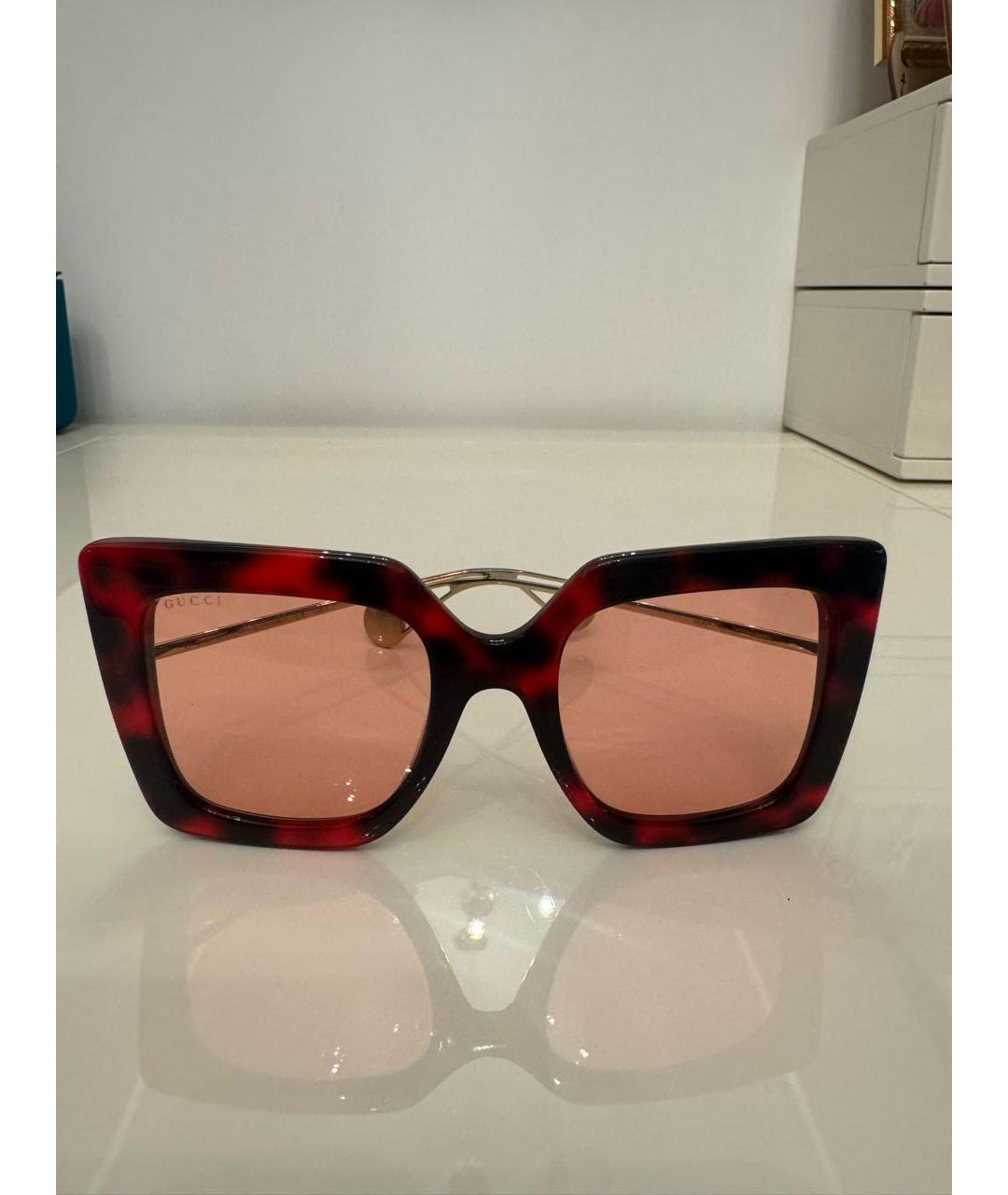 GUCCI Бордовые пластиковые солнцезащитные очки, фото 6