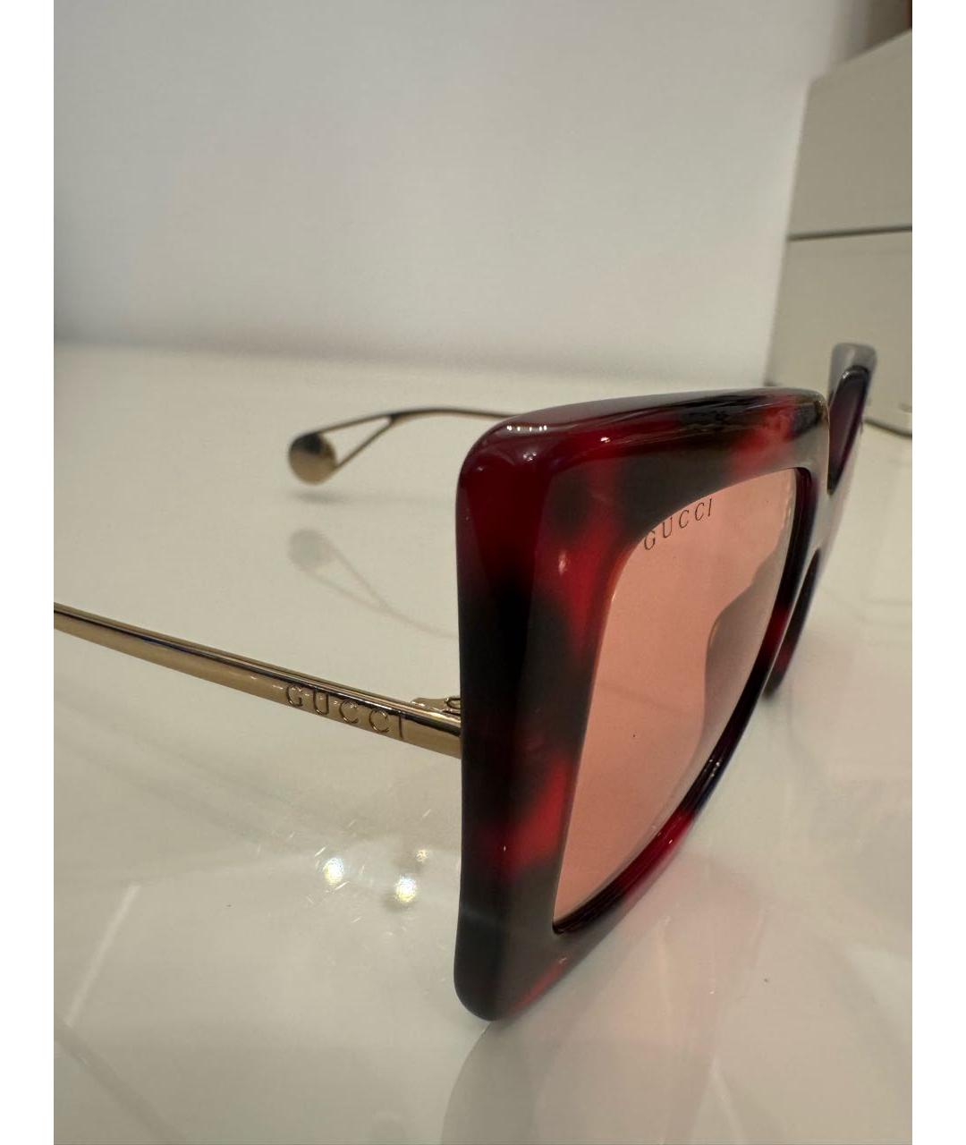 GUCCI Бордовые пластиковые солнцезащитные очки, фото 3