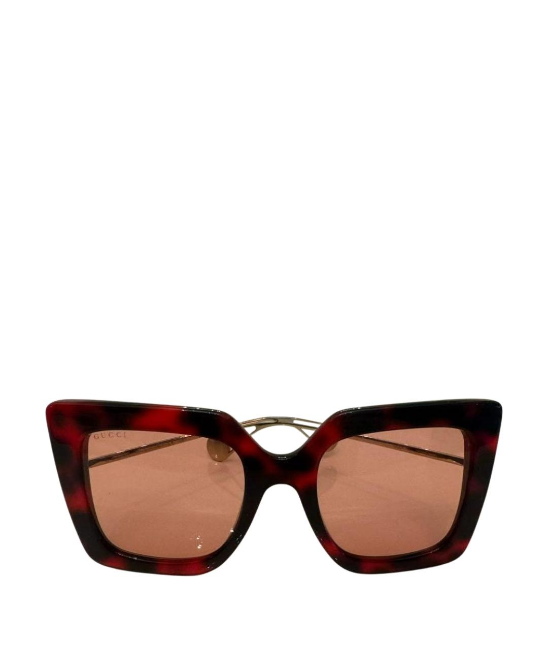 GUCCI Бордовые пластиковые солнцезащитные очки, фото 1