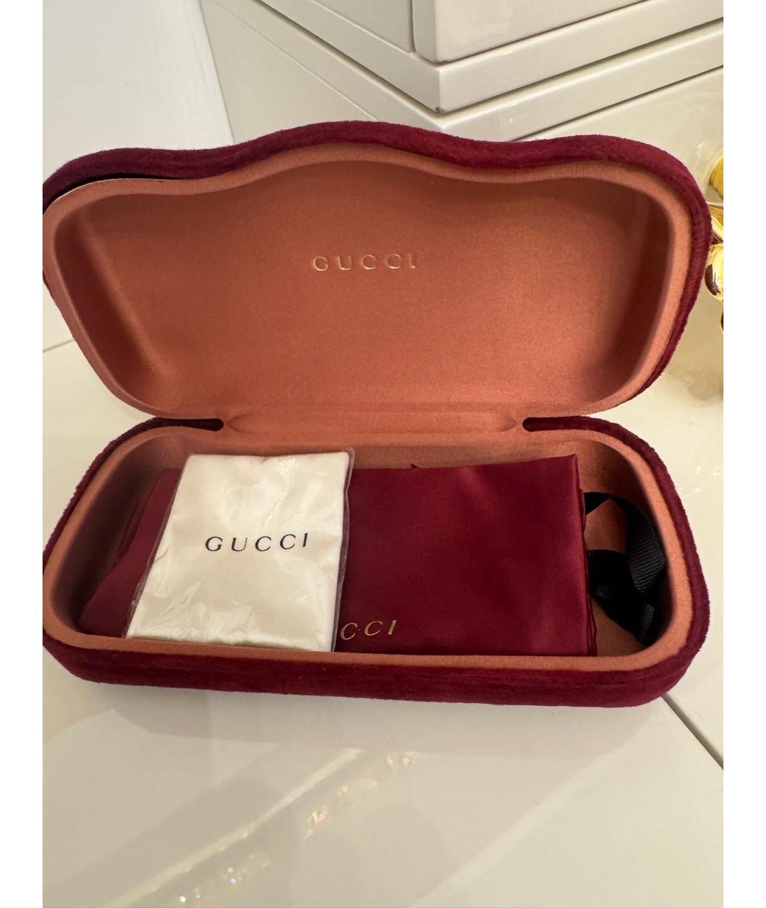 GUCCI Бордовые пластиковые солнцезащитные очки, фото 4