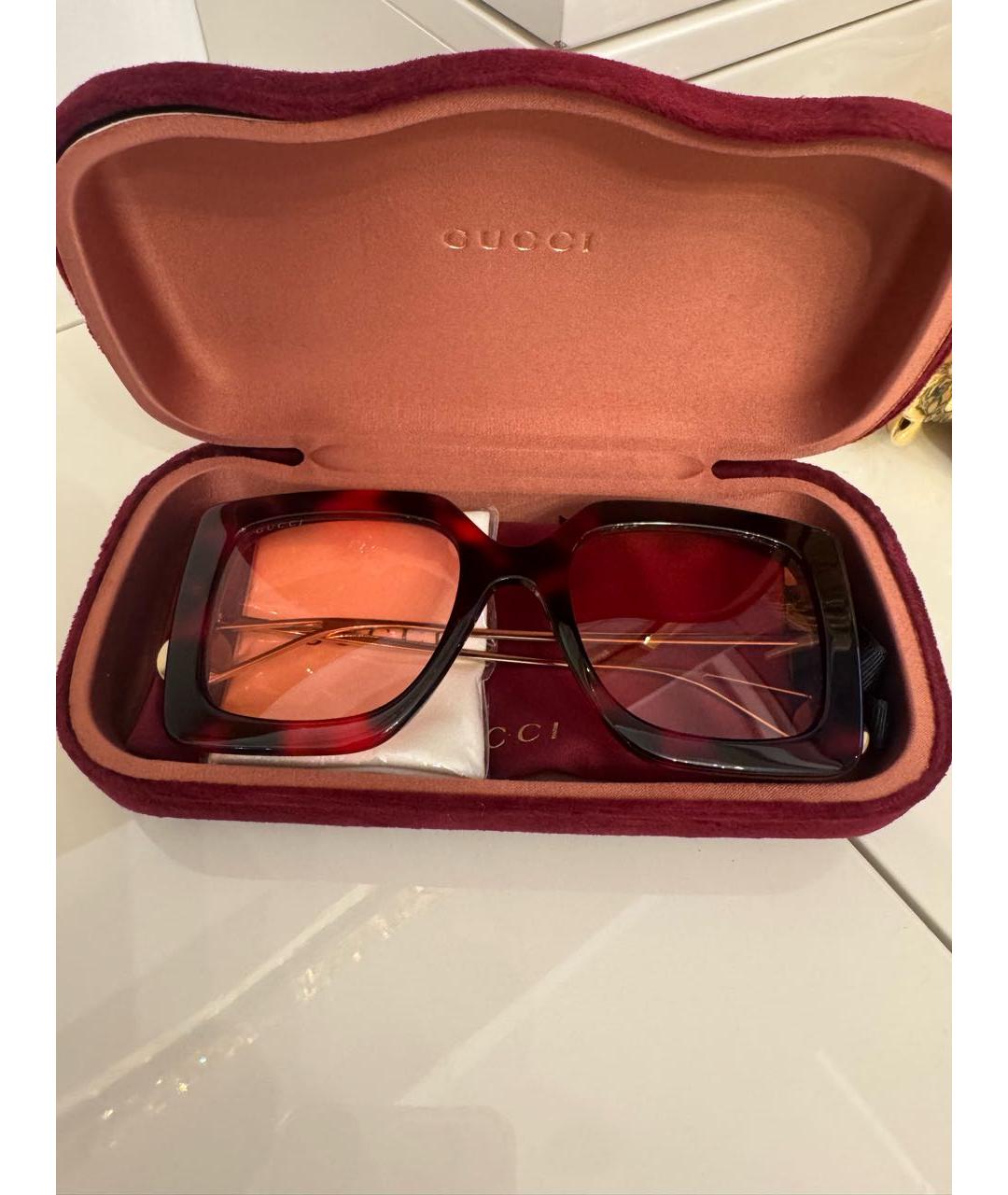 GUCCI Бордовые пластиковые солнцезащитные очки, фото 5