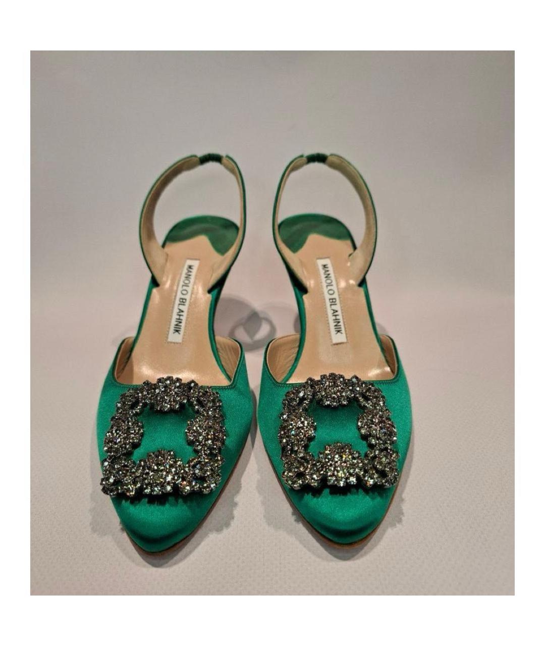 MANOLO BLAHNIK Зеленые текстильные туфли, фото 2