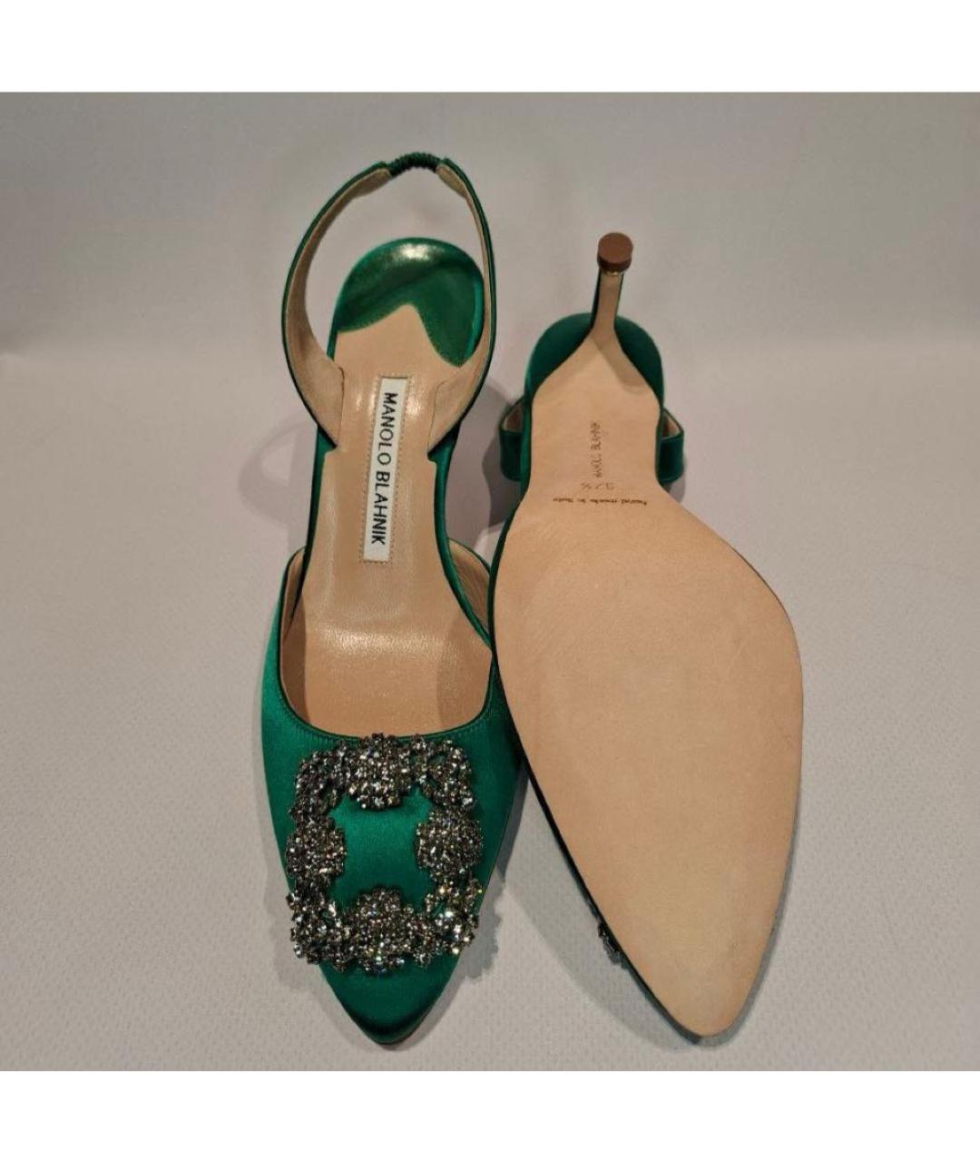 MANOLO BLAHNIK Зеленые текстильные туфли, фото 5
