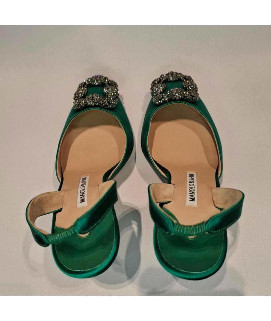 MANOLO BLAHNIK Зеленые текстильные туфли, фото 3