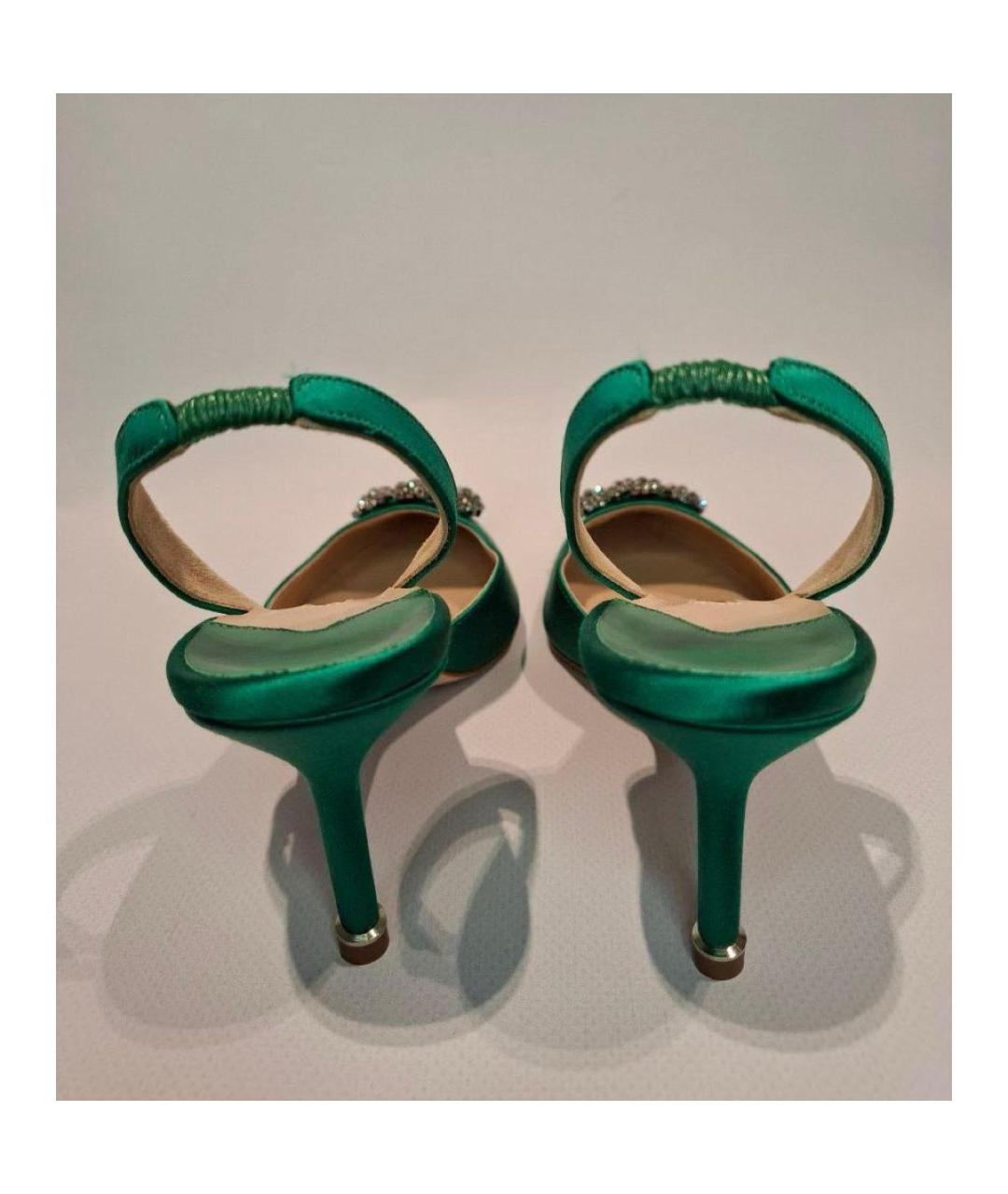 MANOLO BLAHNIK Зеленые текстильные туфли, фото 4