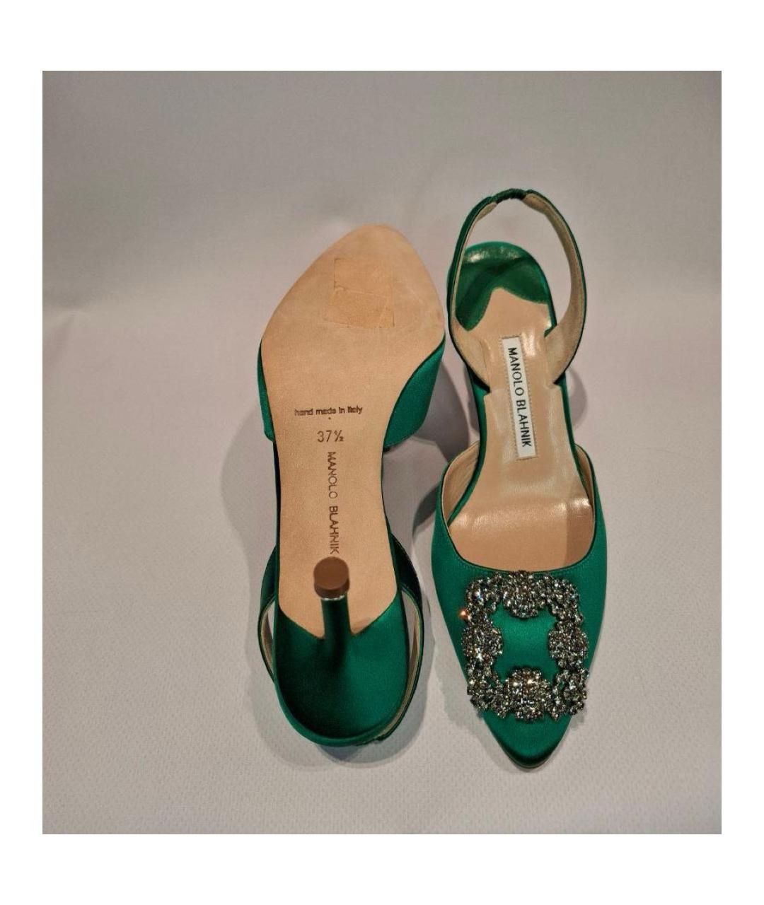 MANOLO BLAHNIK Зеленые текстильные туфли, фото 6