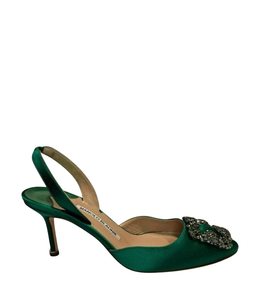 MANOLO BLAHNIK Зеленые текстильные туфли, фото 1