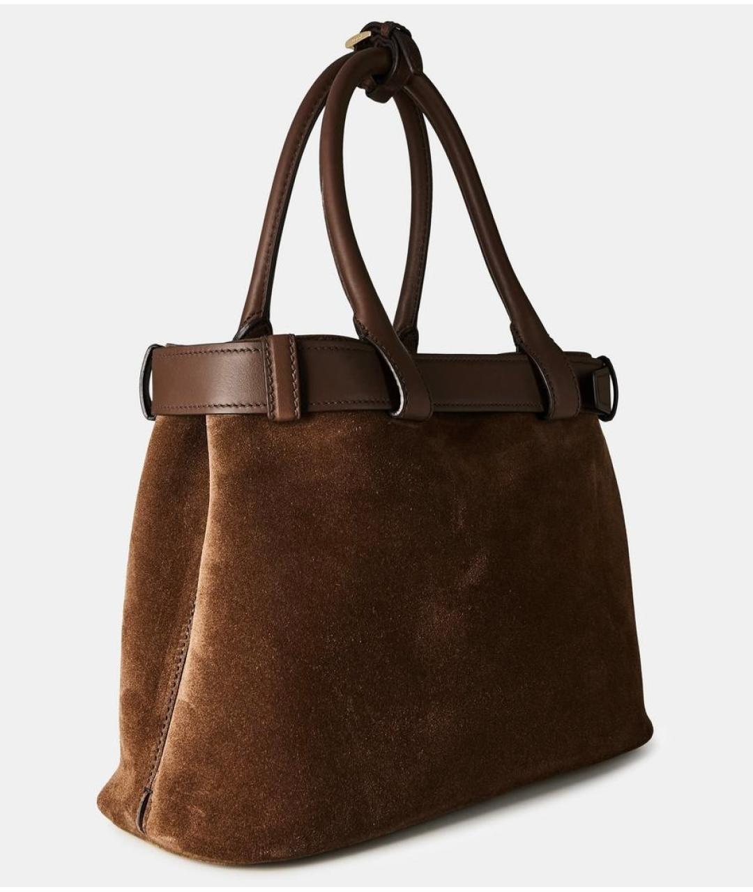 PRADA Коричневая замшевая сумка с короткими ручками, фото 4