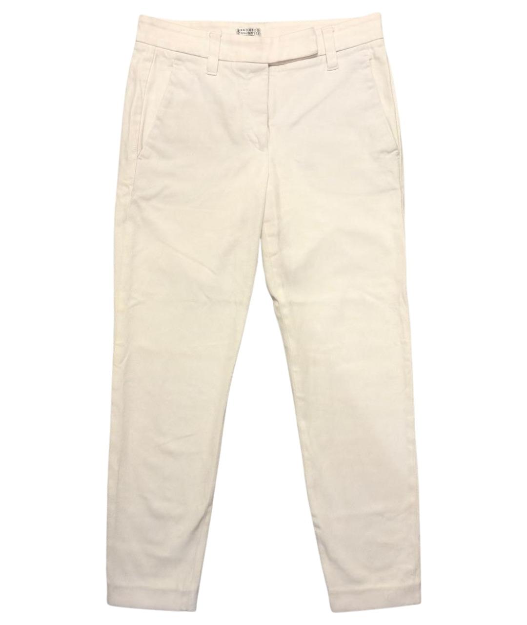 BRUNELLO CUCINELLI Белые хлопковые брюки узкие, фото 1