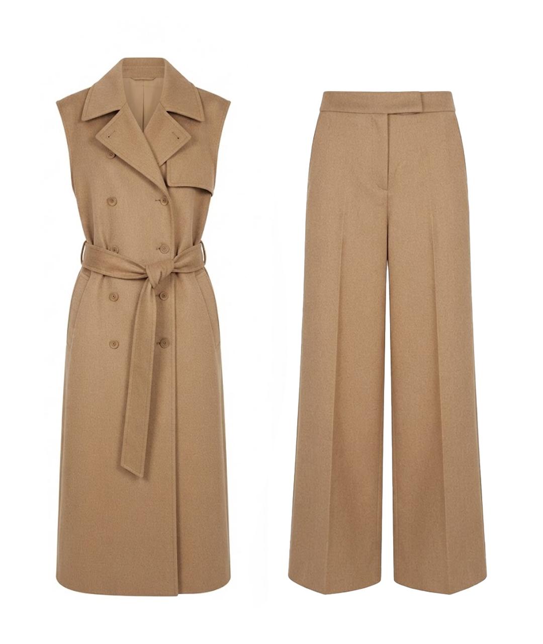 MAX MARA Бежевый шерстяной костюм с брюками, фото 1