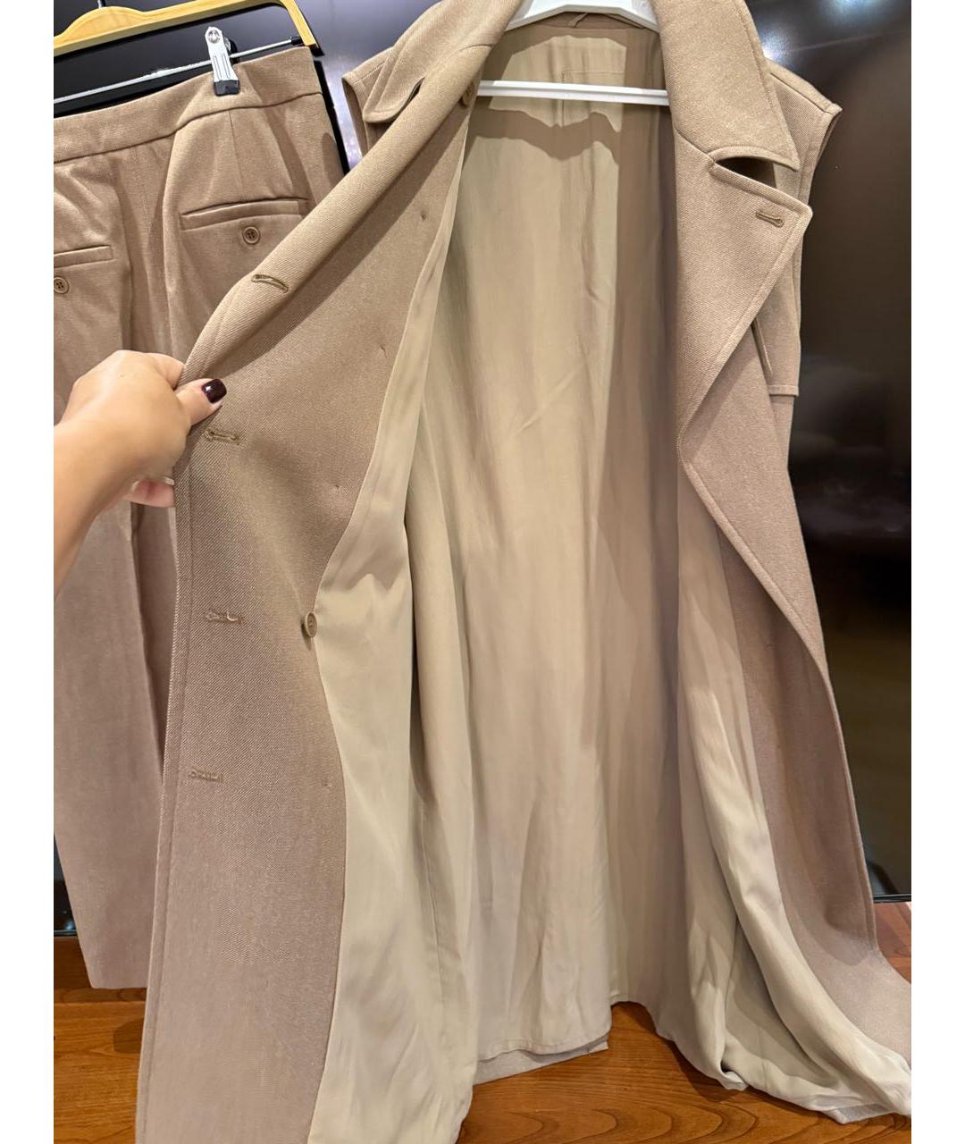 MAX MARA Бежевый шерстяной костюм с брюками, фото 5